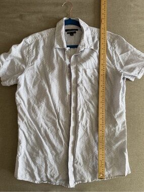 Marc Anthony Light Blue Microprint Short-Sleeve Button-Down Shirt